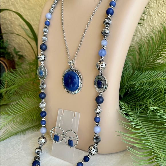 Navy blue jewelry set - Picture 3 of 7